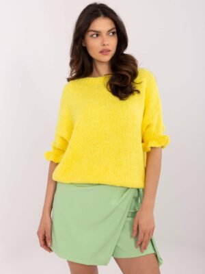 Minkštas šiltas megztinis su trumpomis rankovėmis "LANA" geltona