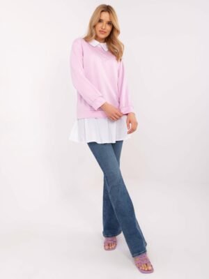 Džemperis su sluoksniuota marškinių apačia  "AILYN" šviesi violetinė