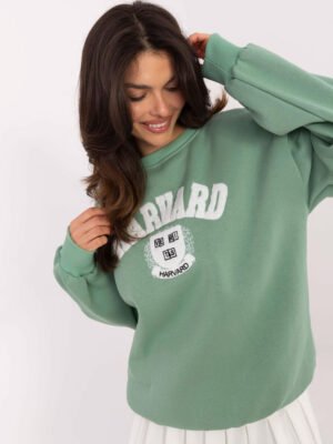 Alternative view of Oversize džemperis su siuvinėtu užrašu "HARVARD" pistacijų