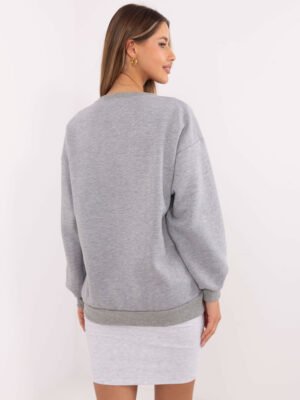 Alternative view of Oversize džemperis su siuvinėtu užrašu "HARVARD" melanžinė pilka