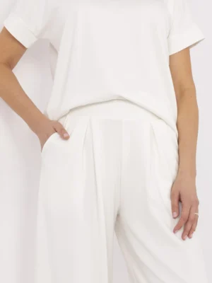Alternative view of Palazzo stiliaus trikotažinės kelnės "KETTY" pieno balta