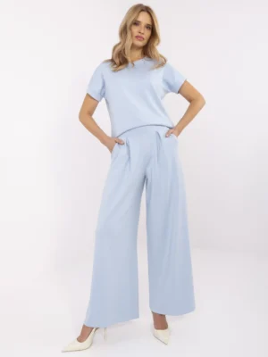 Palazzo stiliaus trikotažinės kelnės "KETTY" šviesi mėlyna