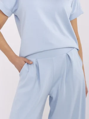 Alternative view of Palazzo stiliaus trikotažinės kelnės "KETTY" šviesi mėlyna