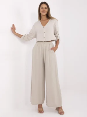 Palazzo stiliaus muslino kelnės "HUGGY" smėlio