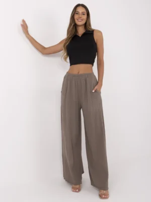 Palazzo stiliaus muslino kelnės "HUGGY" ruda