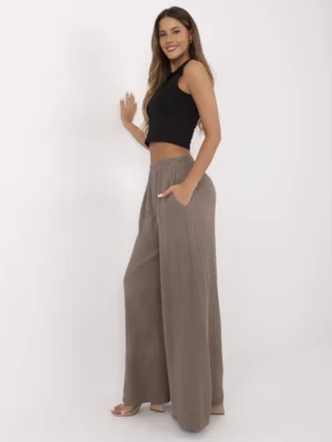 Alternative view of Palazzo stiliaus muslino kelnės "HUGGY" ruda