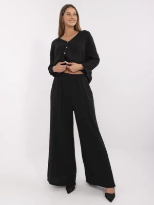Palazzo stiliaus muslino kelnės "HUGGY" juoda