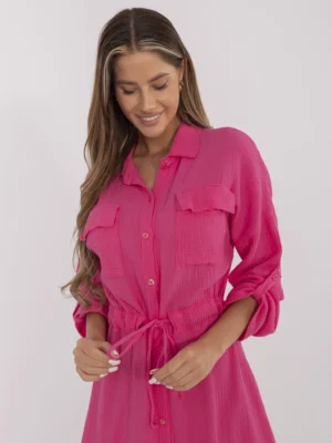 Alternative view of Marškinių tipo muslino suknelė su reguliuojamu liemeniu "MARINETTE" fuksijų