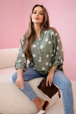 Medvilninė palaidinė su gelytėmis ART22062 khaki