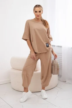 Laisvo modelio medvilninis komplektas 6727 camel