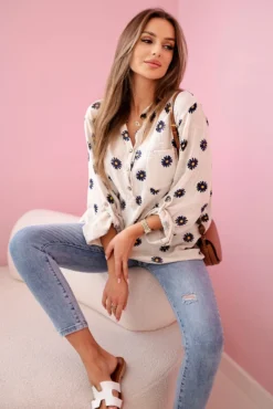 Medvilninė palaidinė su gelytėmis ART22062 beige