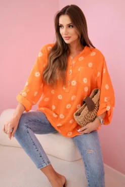 Medvilninė palaidinė su gelytėmis ART22062 oranžinė