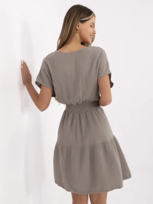 Alternative view of Vasarinė muslino suknelė su V iškirpte ir elastingu liemeniu "VIOLA" tamsi smėlio