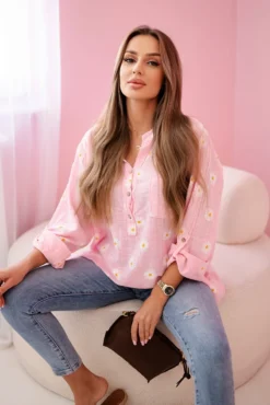 Medvilninė palaidinė su gelytėmis ART22062 candy pink