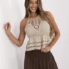 Išskirtinė „boho“ stiliaus palaidinė-topas "BOCCA" smėlio