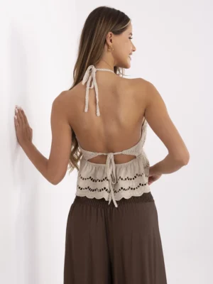 Alternative view of Išskirtinė „boho“ stiliaus palaidinė-topas "BOCCA" smėlio