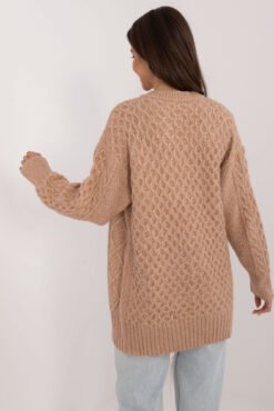 Pol pl camelowy dluzszy sweter rozpinany z ze sciagaczami 409004 2