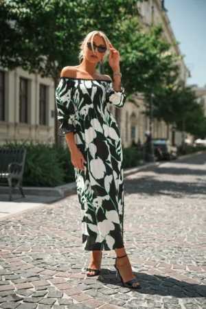 Suknelė LK-SK-510095.89 juoda balta