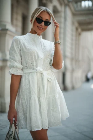 Alternative view of BOHO stiliaus medvilninė suknelė "RUBI" balta