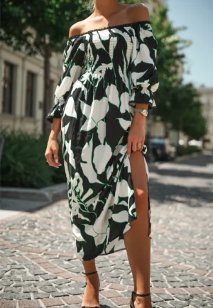 Alternative view of Suknelė LK-SK-510095.89 juoda balta