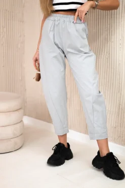 Laisvalaikio stiliaus PUNTO audinio kelnės 6527-1 grey