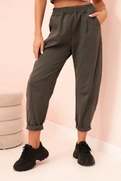 Laisvalaikio stiliaus PUNTO audinio kelnės 6527-1 khaki
