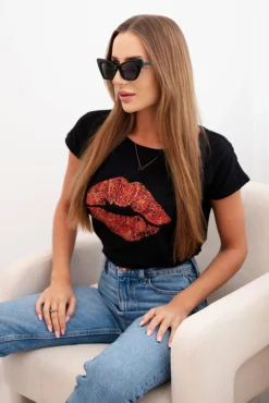 Palaidinė trumpomis rankovės KISS 69013 juoda