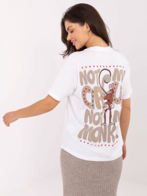 Balti marškinėliai trumpomis rankovėmis su spauda "No.15"