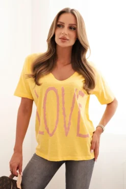 Palaidinė trumpomis rankovės LOVE 69380 geltona
