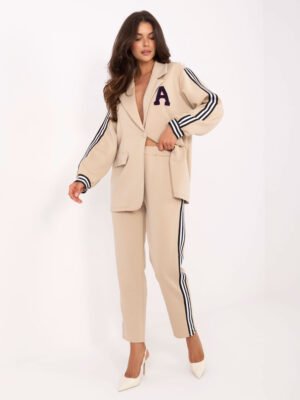 Švarko ir kelnių  komplektas su sportinėmis juostomis "ALDO" smėlio