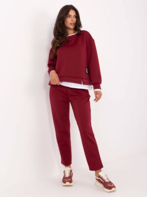 Laisvalaikio komplektas su sluoksniuoto dizaino džemperiu "MATTEO" bordo