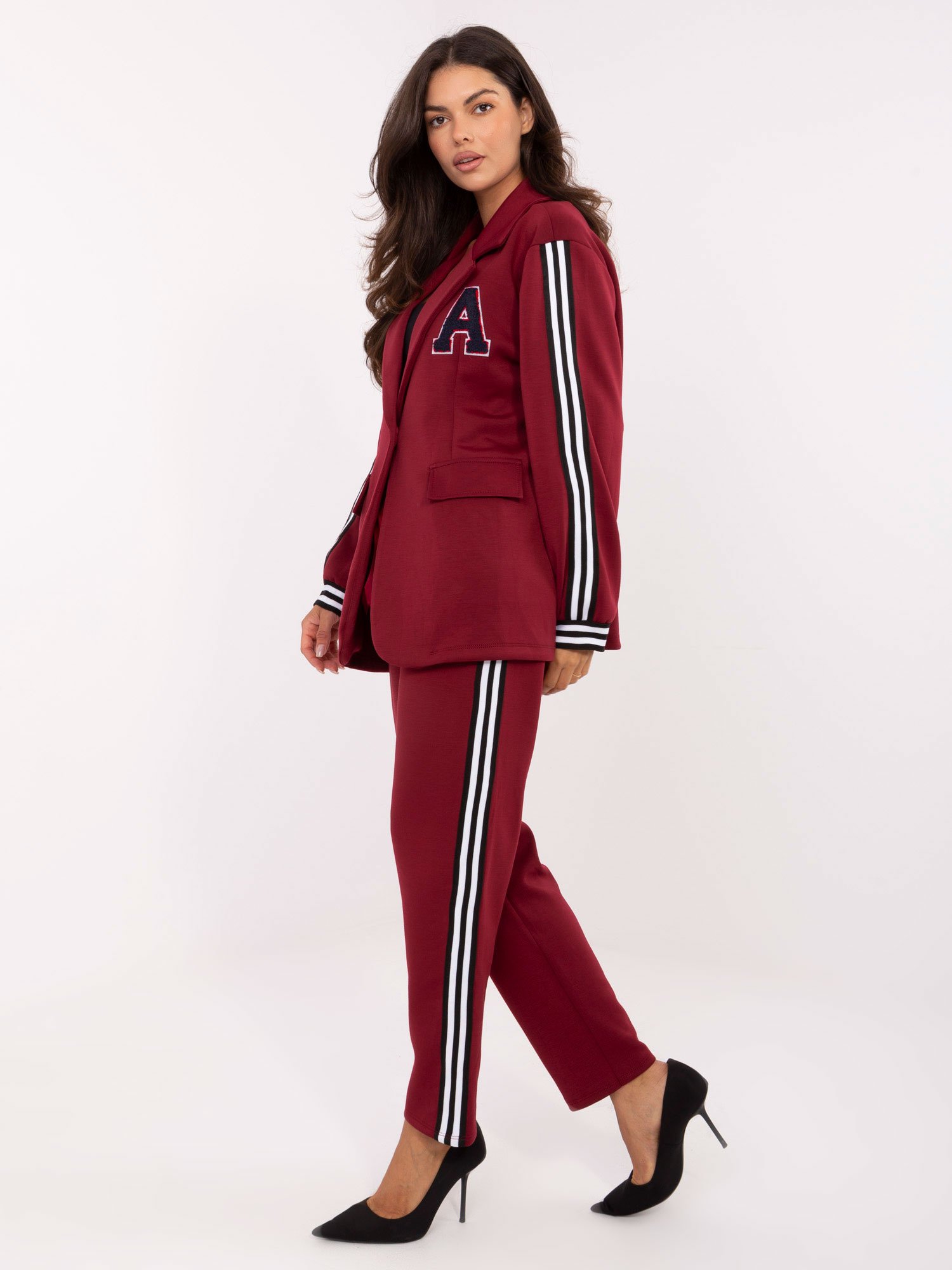 Švarko ir kelnių komplektas su sportinėmis juostomis "ALDO" bordo - Image 5