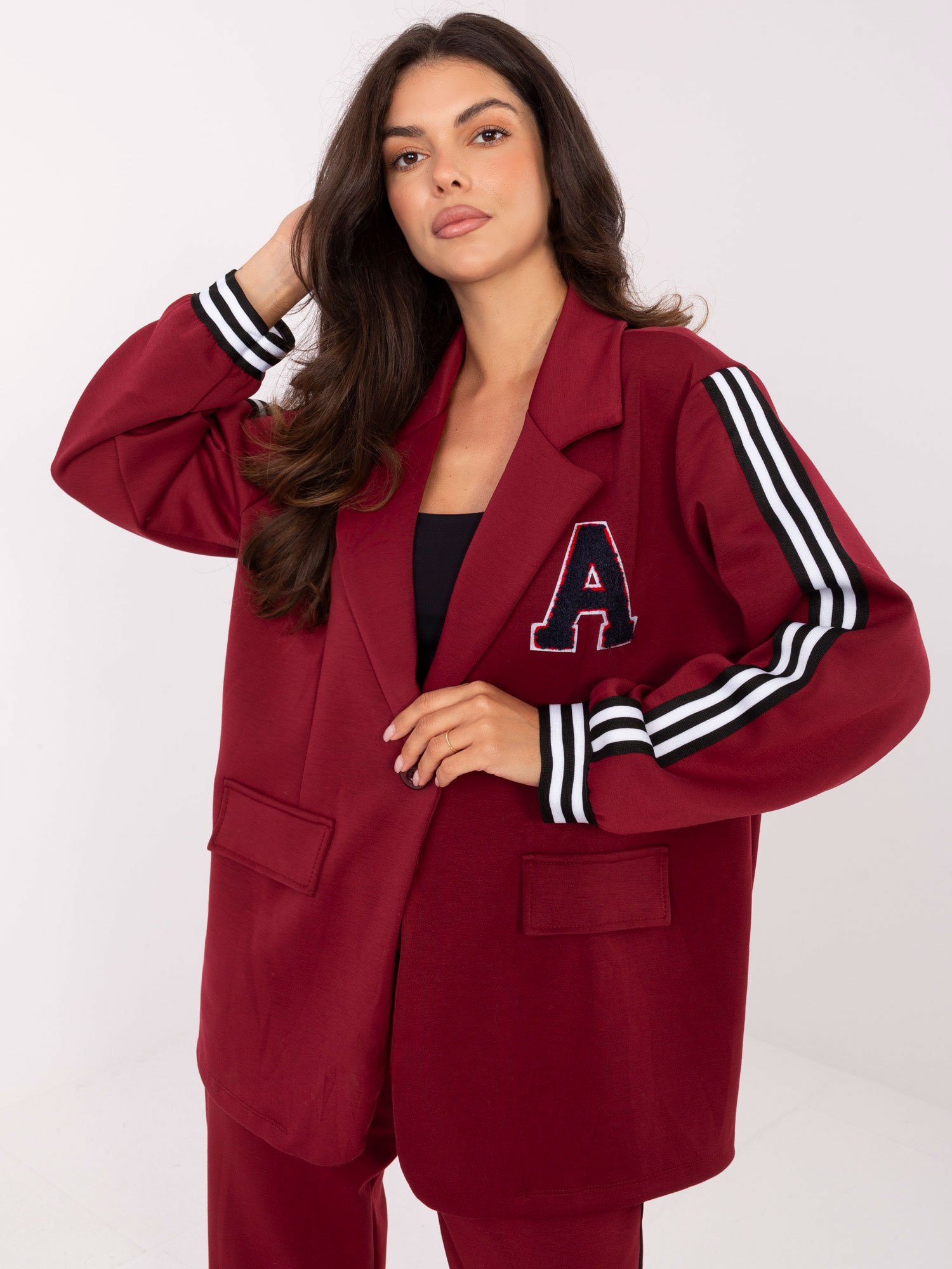 Švarko ir kelnių komplektas su sportinėmis juostomis "ALDO" bordo - Image 6