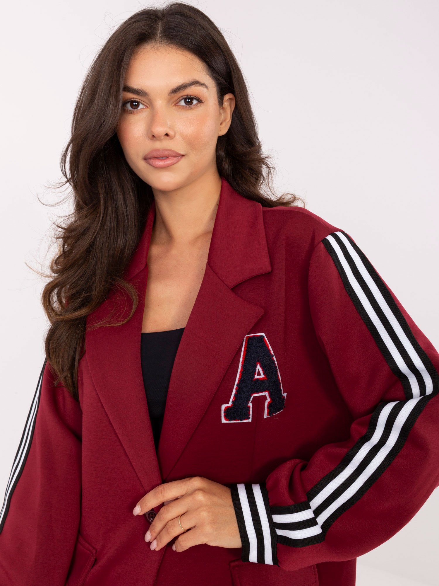 Švarko ir kelnių komplektas su sportinėmis juostomis "ALDO" bordo - Image 4