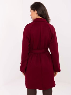 Alternative view of Klasikinis  paltas su dvieiliu užsegimu "AIRA" bordo