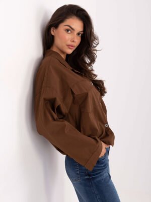 Alternative view of Laisvo modelio medvilniniai marškiniai "DALIA" ruda