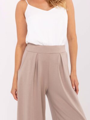 Alternative view of Palazzo stiliaus trikotažinės kelnės "KETTY" tamsi smėlio