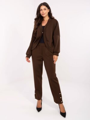 Stilingas  oversize kardigano ir kelnių komplektas "YVONA" tamsi ruda
