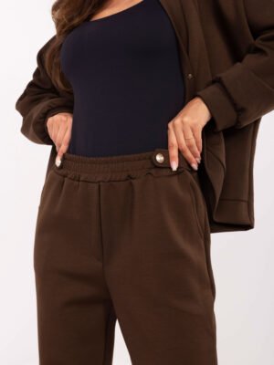 Alternative view of Stilingas  oversize kardigano ir kelnių komplektas "YVONA" tamsi ruda