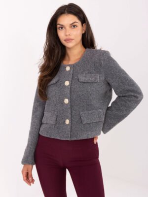 Elegantiškas švarkelis su puošniomis sagomis IT-KR-FL9586.64 tamsi pilka