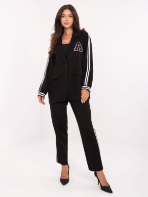 Švarko ir kelnių  komplektas su sportinėmis juostomis "ALDO" juoda