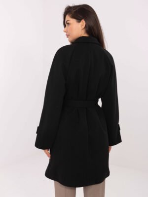 Alternative view of Klasikinis paltas su dvieiliu užsegimu "AIRA" juoda