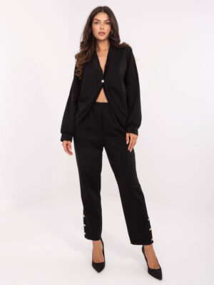 Stilingas  oversize kardigano ir kelnių komplektas "YVONA" juoda