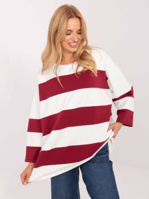 Oversize ilga medvilninė palaidinė su plačiomis juostomis "LONNA" bordo