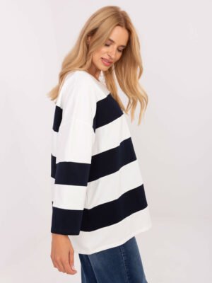 Alternative view of Oversize ilga medvilninė palaidinė  plačiomis juostomis "LONNA" tamsi mėlyna