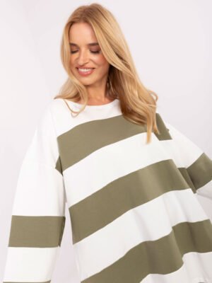 Alternative view of Oversize ilga medvilninė  palaidinė su plačiomis juostomis "LONNA" khaki