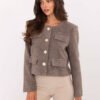 Elegantiškas švarkelis su puošniomis sagomis IT-KR-FL9586.64 tamsi beige