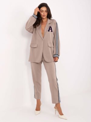 Švarko ir kelnių komplektas su sportinėmis juostomis "ALDO" tamsi smėlio