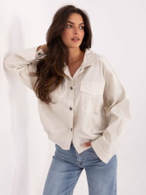 Laisvo modelio medvilniniai marškiniai "DALIA" šviesi smėlio