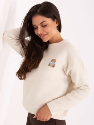 Alternative view of Moteriškas megztukas su meškiuku PM-SW-SC39.36 light beige